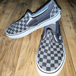 Vans Slip-On Checkered Black/Grey Canvas Skateboard Shoes Men's Size: 6.5